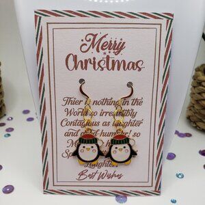 Hand Made Earrings Christmas Penguins